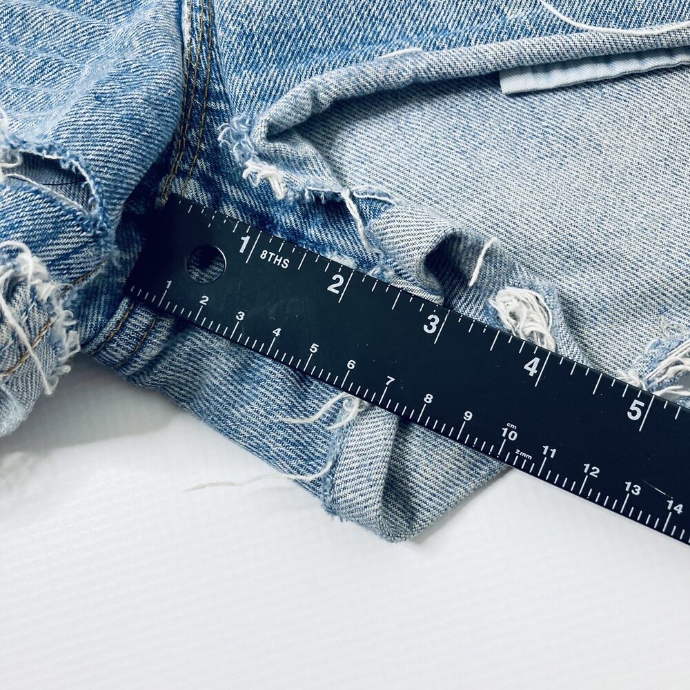 Levis Shorts Womens 27 Vintage 901 High Rise Button Fly Denim Destroyed Cut Off - Picture 8 of 11
